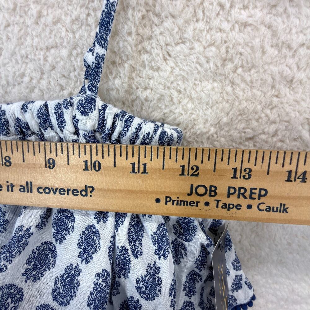 Polo Ralph Lauren Girl 7 Blue White Paisley Print Ruffle Shoulder Midi Sundress - Picture 9 of 13